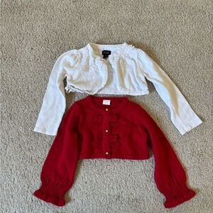 Red and White Toddler Holiday Cropped Sweater Set